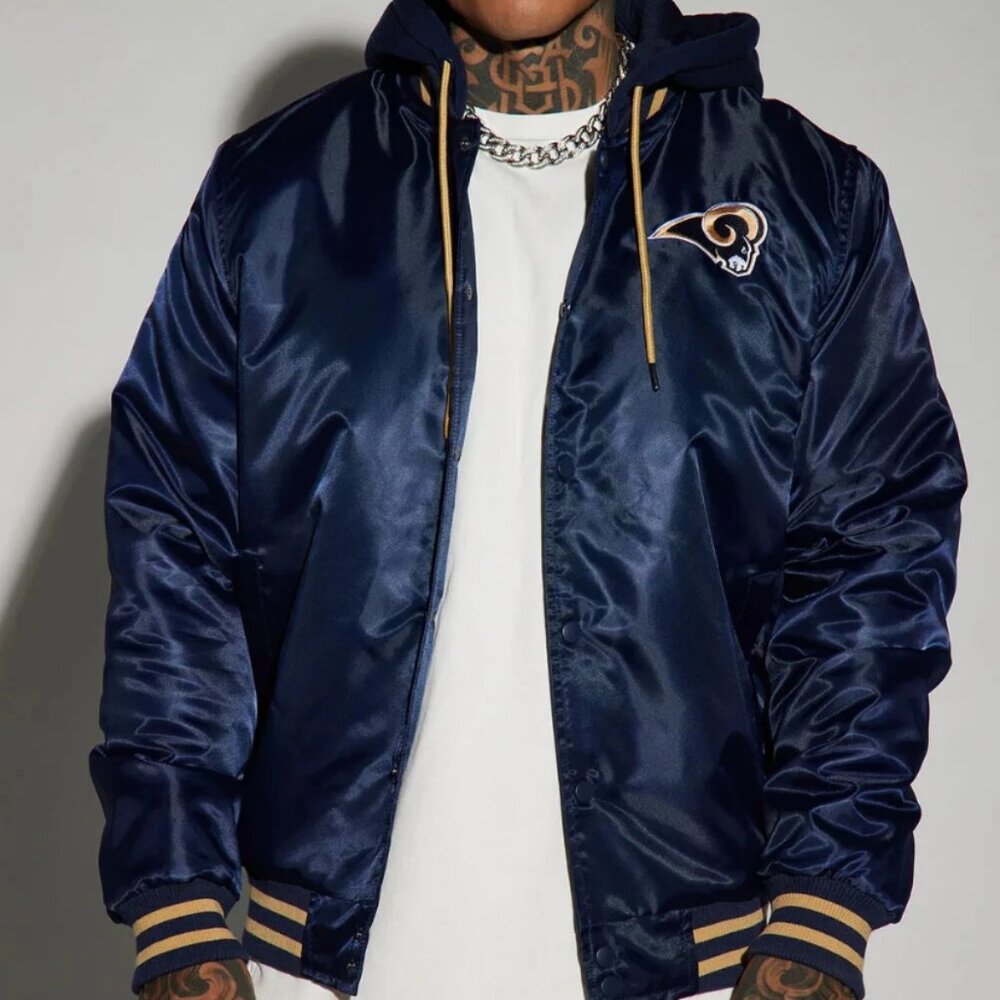 NFL Apparel Los Angeles Rams Hooded Bomber Hoodie Jacket Size 3XL Navy NWT